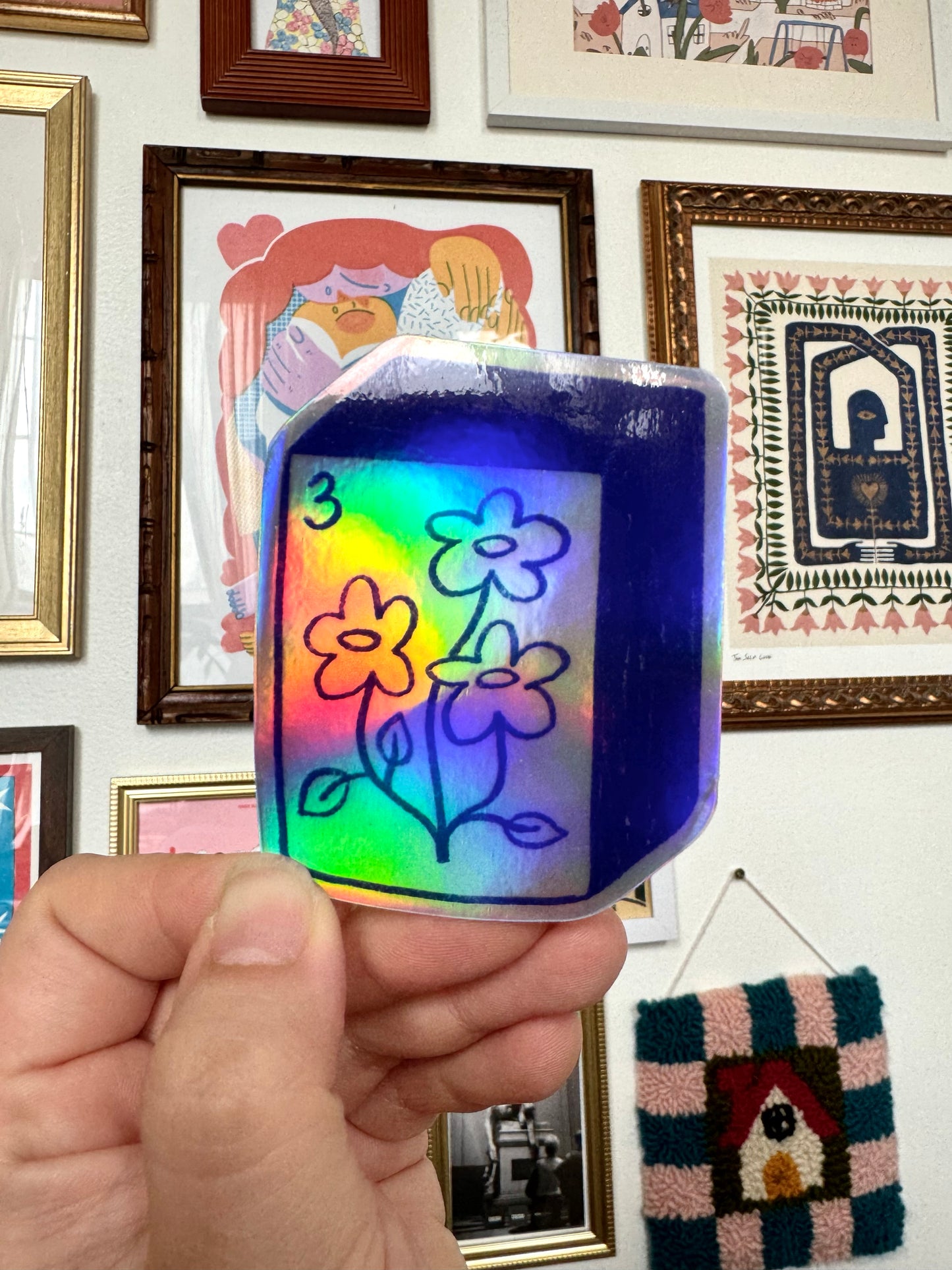 mahjong flower tile sticker