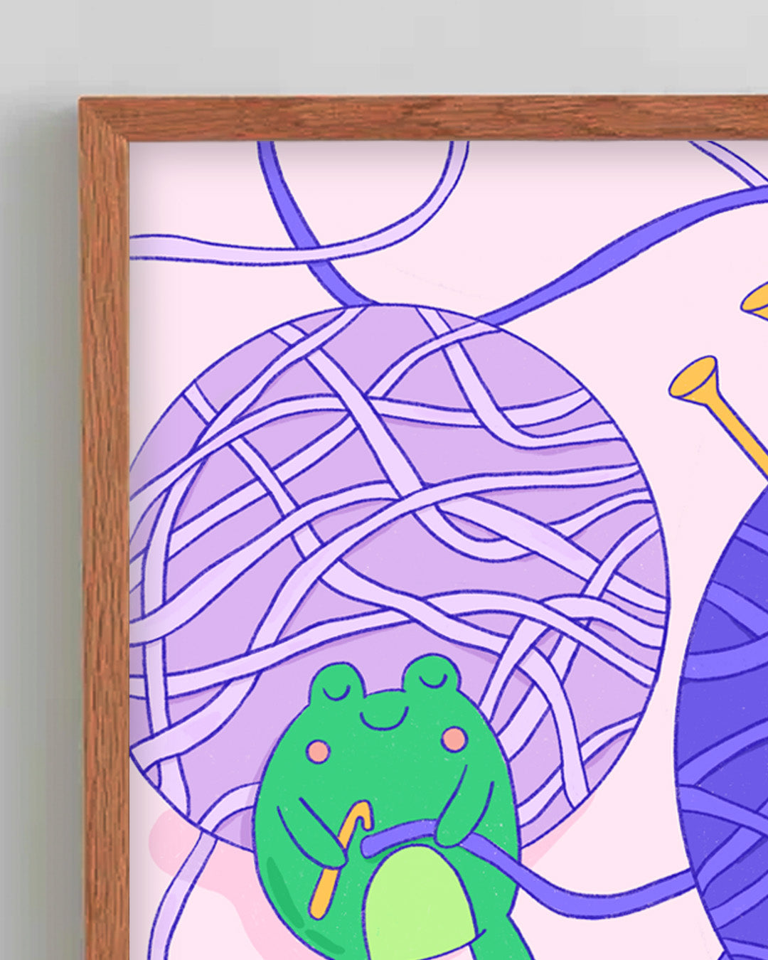 crocheting frog 8x10 print