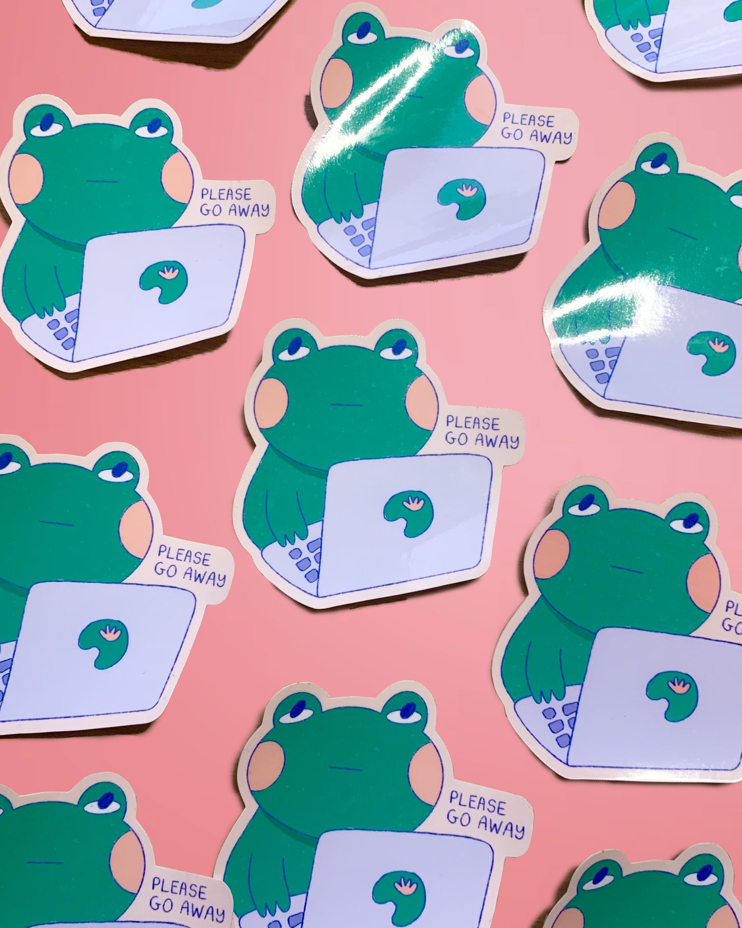 please go away frog sticker