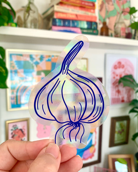 garlic rainbow suncatcher sticker