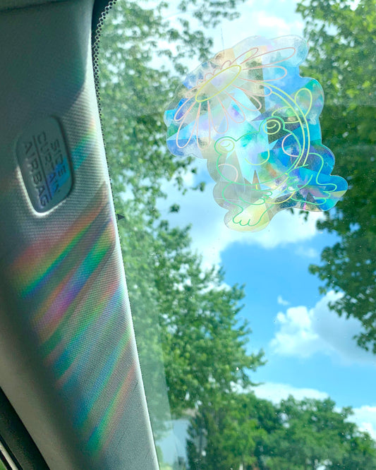 frog rainbow suncatcher sticker