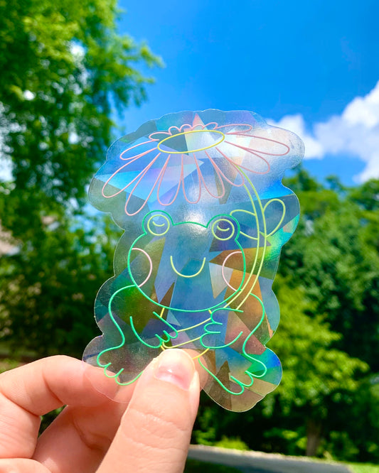 frog rainbow suncatcher sticker