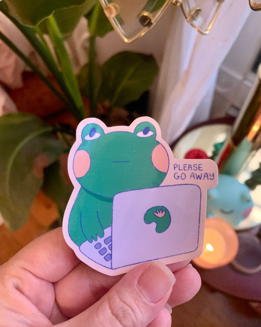 please go away frog sticker