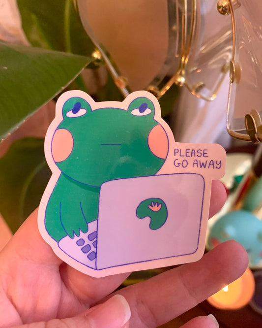 please go away frog sticker